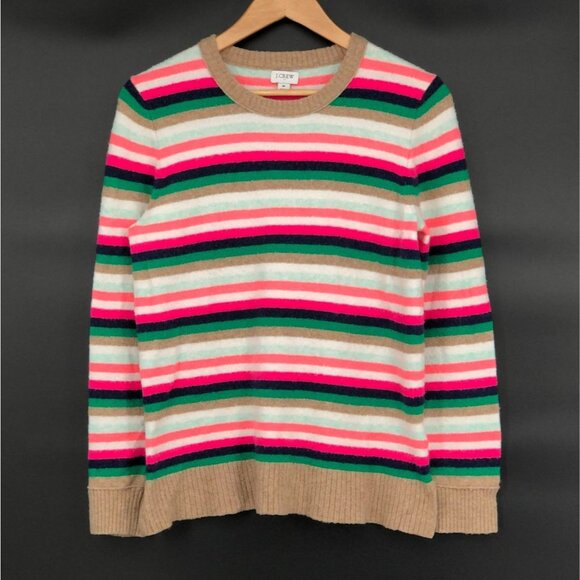 J.Crew Women's Striped Crewneck Sweater Extra Soft Yarn M Multicolor Wool Blend - Picture 1 of 7
